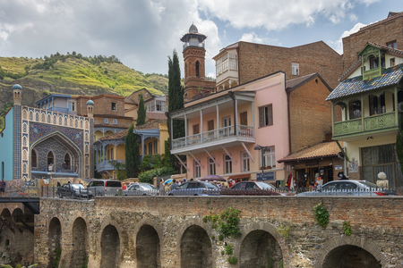 Tbilisi, Georgia - Juny 9, 2017: Abanotubani, ancient district of old Tbilisi, Georgia, known for its sulfuric baths on Juny 9, 2017のeditorial素材
