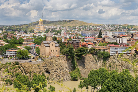 Tbilisi, Georgia - Juny 9, 2017: city landscape with famous landmarks of old Tbilisi, the capital of the Republic of Georgia on Juny 9, 2017のeditorial素材