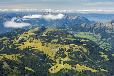 magnificent mountain landscape in the Swiss Alpsの写真素材