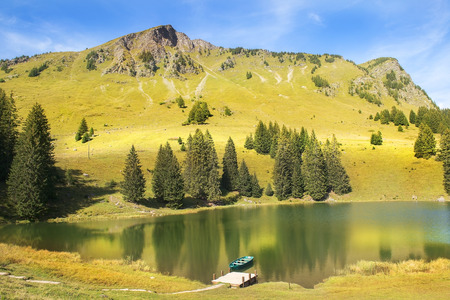 magnificent mountain landscape in the Swiss Alpsの写真素材
