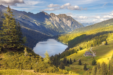 magnificent mountain landscape in the Swiss Alpsの写真素材