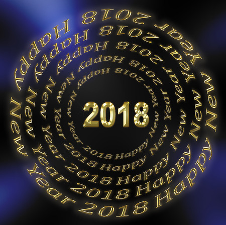 New Year's background by 2018, blue and goldの写真素材