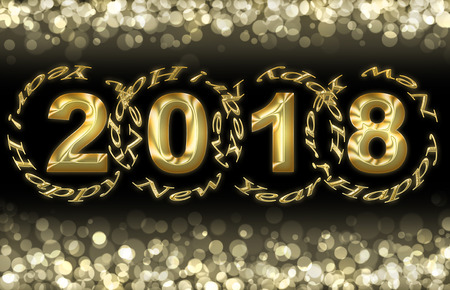 New Year's background by 2018, black and goldの写真素材