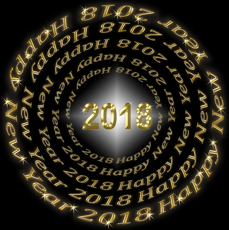 New Year's background by 2018, black and goldの写真素材