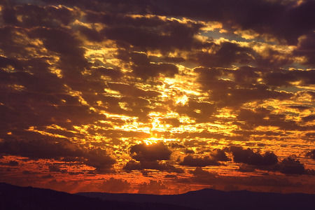 Beautiful sunset over Cana of Galilee, Israelの写真素材