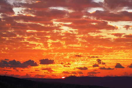 Beautiful sunset over Cana of Galilee, Israelの写真素材