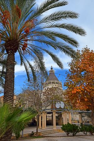 Basilica of the Annunciation in Nazareth, Israel. This church was built on the site where according to Tradition was the home of the Virgin Maryの写真素材