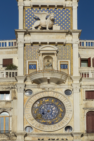 Clock Tower (Torre dell Orologio) at San Marco Square in Venice, Italyの写真素材