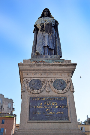monument to the philosopher Giordano Bruno in the place he was executed, square Campo dei Fiori in Rome, Italyのeditorial素材