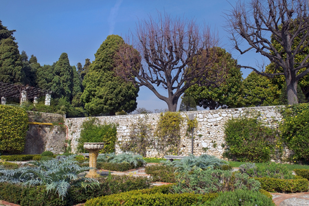picturesque corner in the Park Ramat Hanadiv, Memorial Gardens where buried Baron Edmond de Rothschild and his wife Adelaide, Israelの写真素材