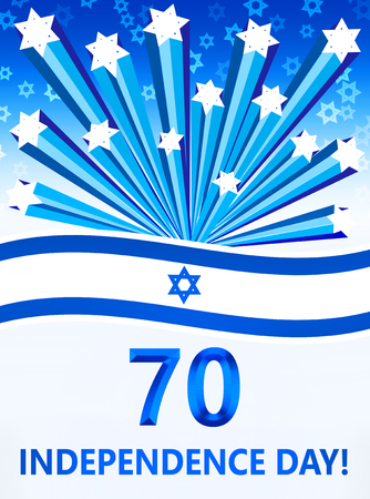 illustration of the day of independence of Israel with the inscription - 70,  independence dayの写真素材