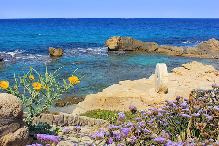 nature conservation park Achziv, national park of Israel, view of the picturesque bayの写真素材