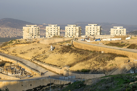 view of the new district - Har Yona in the city of Nazareth Illit, Lower Galilee, Israelの写真素材