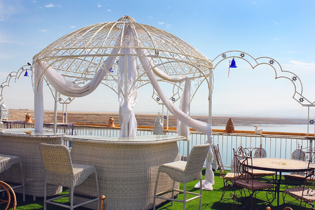 moroccan restaurant on the shores of the Dead Sea, Beach Biankini, Israelの写真素材