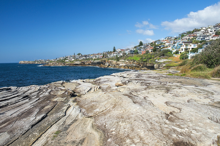 Sydney coastal walk: path from Coogee to Maroubra, landscape with the ocean, Australiaの素材 [FY310101443319]