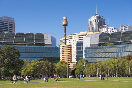 Sydney, Australia - March 11, 2018: Sydney Central Business District (CBD), cityscape with Barangaroo office and residential buildingsのeditorial素材