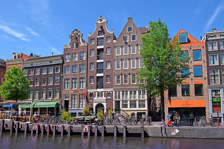 Amsterdam, North Holland, The Netherlands - May 20 2018: Canals of Amsterdam. Amsterdam is the capital and most populous city of the Netherlandsのeditorial素材