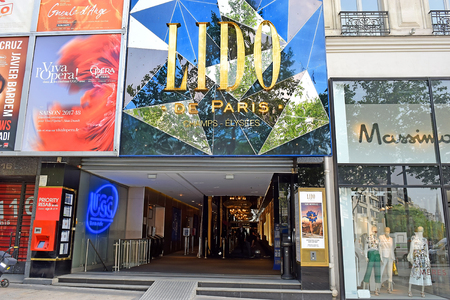 PARIS, FRANCE -24 may 2018  Lido de Paris, cabaret and burlesque show on the Champs-Elysees in Paris, Franceのeditorial素材