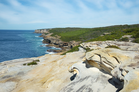 magnificent landscape with ocean and cliffs in the Royal National Park, Sydney NSW Australiaの写真素材
