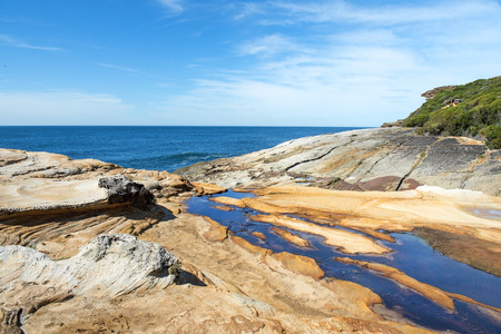 magnificent landscape with ocean and cliffs in the Royal National Park, Sydney NSW Australiaの写真素材