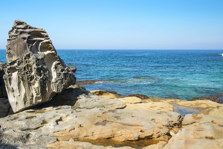 unusual geological formation, cliff near to Bondi beach Sydney, Australiaの写真素材