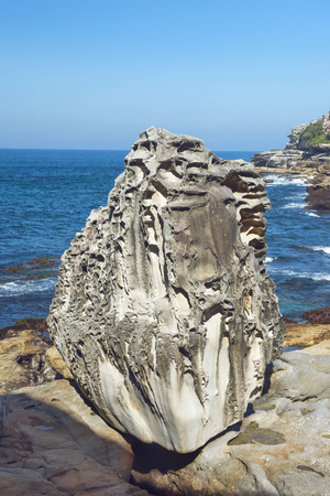 unusual geological formation, cliff near to Bondi beach Sydney, Australiaの写真素材