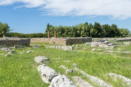 ancient greek archeological sites  in Poseidonia (Paestum), Campania, southern Italyの写真素材
