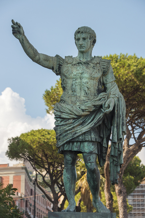 ancient bronze sculpture of Gaius Julius Caesar in Naples, Italyのeditorial素材