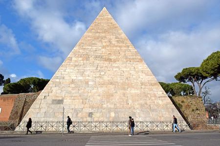 Rome, Italy - November 13, 2018 : Pyramid of Cestius ( tomb for Gaius Cestius ), ancient pyramid in Rome, Italyのeditorial素材