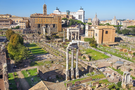 The Roman Forum view, city square in ancient Rome, Italyの写真素材