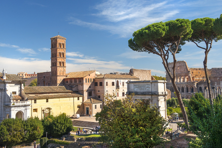 The Roman Forum view, city square in ancient Rome, Italyの写真素材