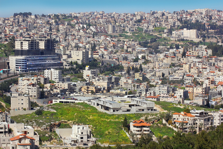 NAZARETH, ISRAEL - March 09, 2019: panoramic view of modern Nazareth, a city in the Galilee, north of Israel, here passed the childhood and youth of Jesus Christのeditorial素材