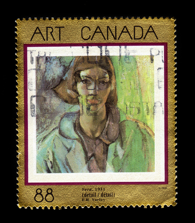 CANADA - CIRCA 1994: A stamp printed in Canada shows "Vera" by Frederick H. Varley, was a member of the Canadian Group of Seven artists, circa 1994のeditorial素材