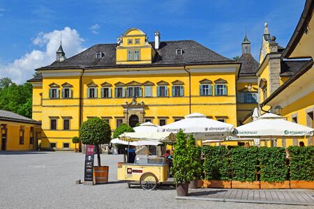 Salzburg, Austria - May 25, 2019 : main facade of Hellbrunn Palace (Schloss Hellbrunn), summer residence of the Archbishop of Salzburgのeditorial素材