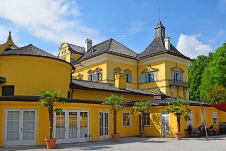 Salzburg, Austria - May 25, 2019 : right wing of Hellbrunn Palace (Schloss Hellbrunn), summer residence of the Archbishop of Salzburgのeditorial素材