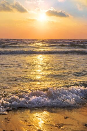 magnificent seascape, sunset over the Mediterranean Sea, Israelの写真素材