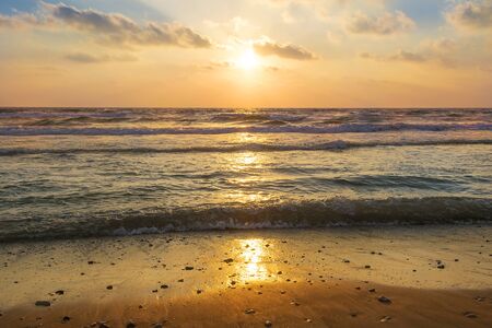 magnificent seascape, sunset over the Mediterranean Sea, Israelの写真素材