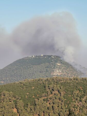 forest fire on the biblical Mount Tabor, Galilee, Israelの写真素材