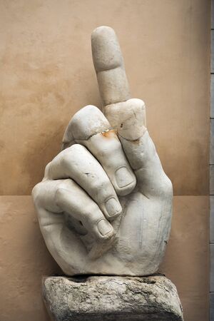 Rome, Italy - October 28, 2018: giant right hand of Emperor Constantine Statue, Capitoline Hill, Rome, Italyのeditorial素材