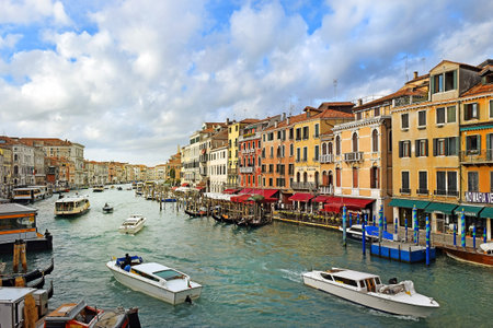 Venice, Italy - January 30, 2019: cityscape with traditional gondolas at the Grand Canal in Veniceのeditorial素材
