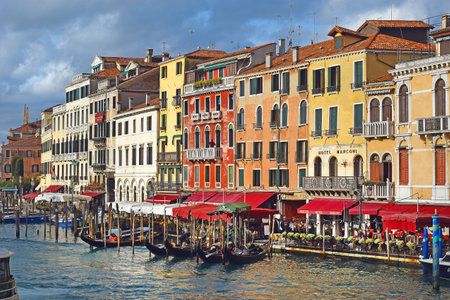 Venice, Italy - January 30, 2019: cityscape with traditional gondolas at the Grand Canal in Veniceのeditorial素材