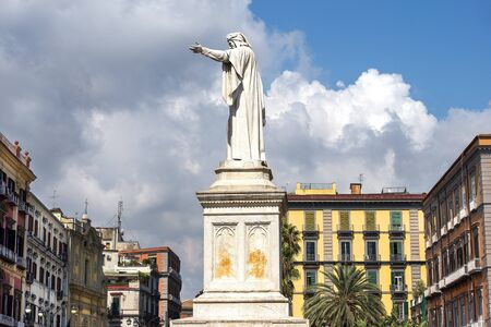 Naples, Italy - september 14, 2018: monument of Dante Alighieri  by Tito Angelini at the Piazza Dante in Naples, southern Italyのeditorial素材