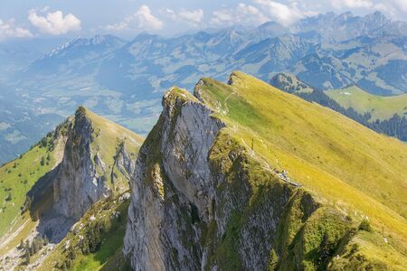 gorgeous summer landscape in the Swiss Alps in the Canton of Valais, Switzerlandの写真素材