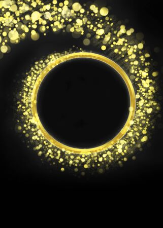 greeting card with happy new year, gold and black without inscriptionの写真素材