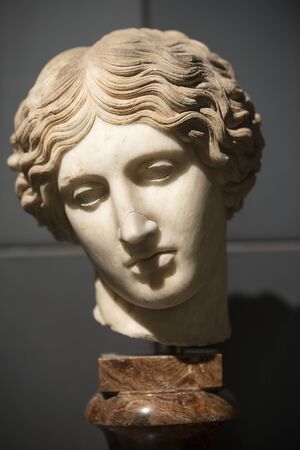 marble head of young woman, ancient greek goddess bustの写真素材