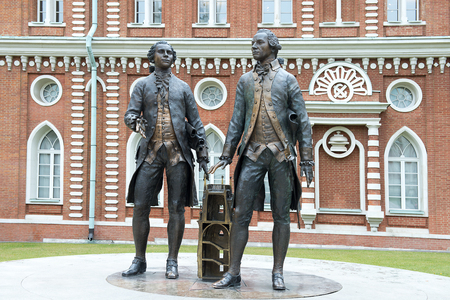 monument to Vasily Bazhenov and Matvey Kazakov in the Tsaritsyno Park, Moscow, Russiaのeditorial素材