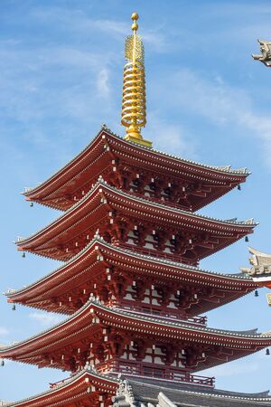 Tokyo, Japan - november 17, 2019: pagoda in Senso-Ji temple Japan. Ancient traditional japanese style templeのeditorial素材