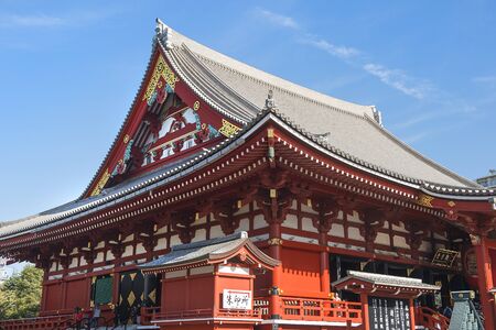 Tokyo, Japan - november 17, 2019: pagoda in Senso-Ji temple Japan. Ancient traditional japanese style templeのeditorial素材