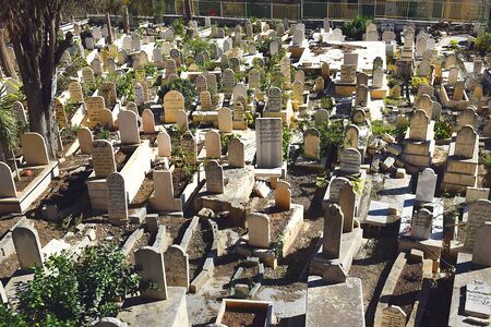 NAZARETH, ISRAEL - DECEMBER 21, 2019: muslim cemetery in the old city of Nazareth, Israelのeditorial素材