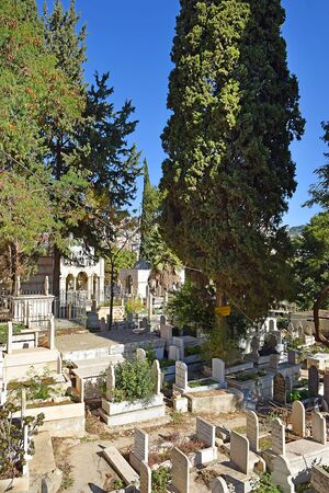 NAZARETH, ISRAEL - DECEMBER 21, 2019: muslim cemetery in the old city of Nazareth, Israelのeditorial素材